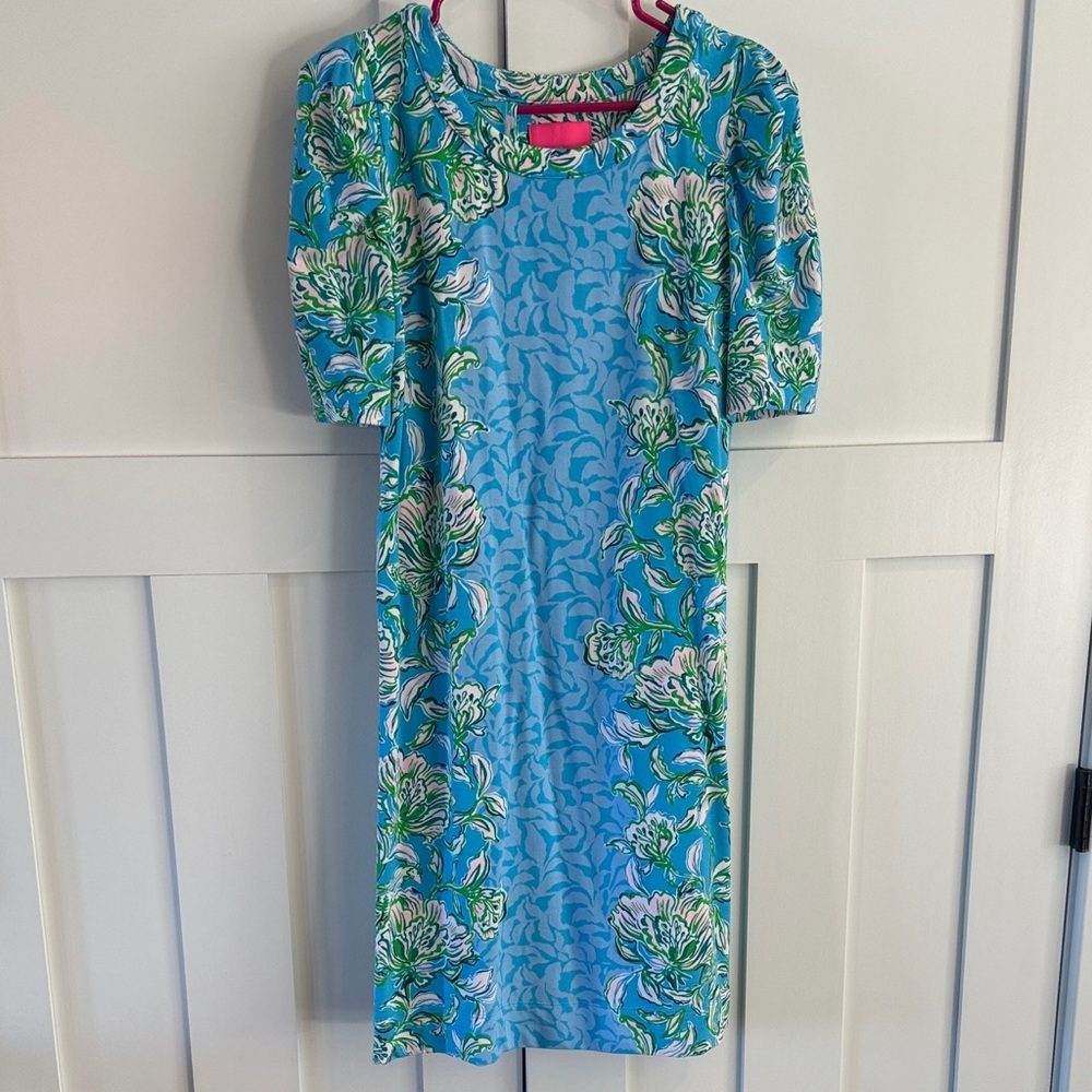 Lilly Pulitzer Vibrant Blue and Green T-Shirt Dress